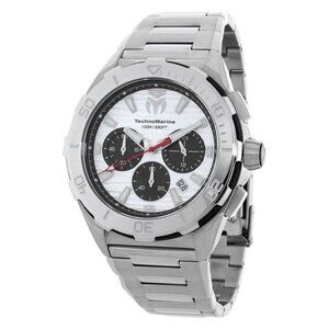 NWT Authentic Technomarine Seven Seas Chronograph GMT Quartz Silver Dial Men's W